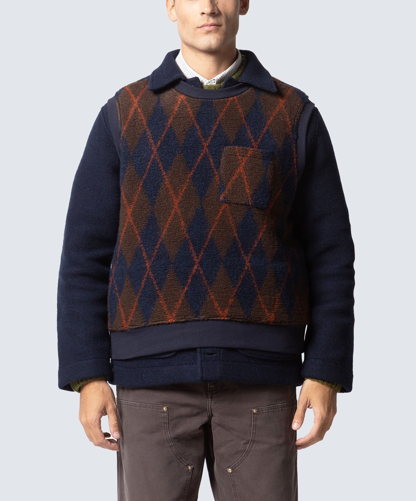 UNIVERSAL WORKS Gilet SLEEVELESS CREW ARGYLL